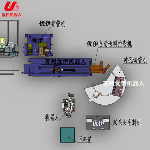 Trampoline arc tube robot automatic production line (square tube)